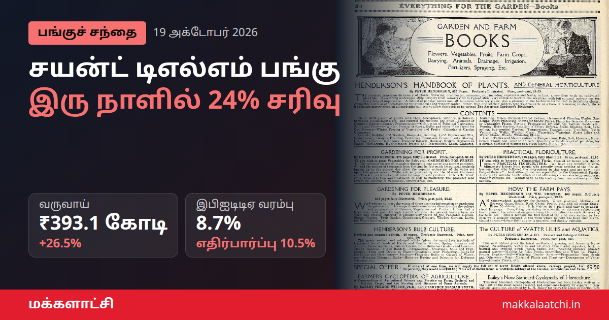 சயன்ட் டிஎல்எம் பங்கு சரிவு குறித்த செய்திப் படம்