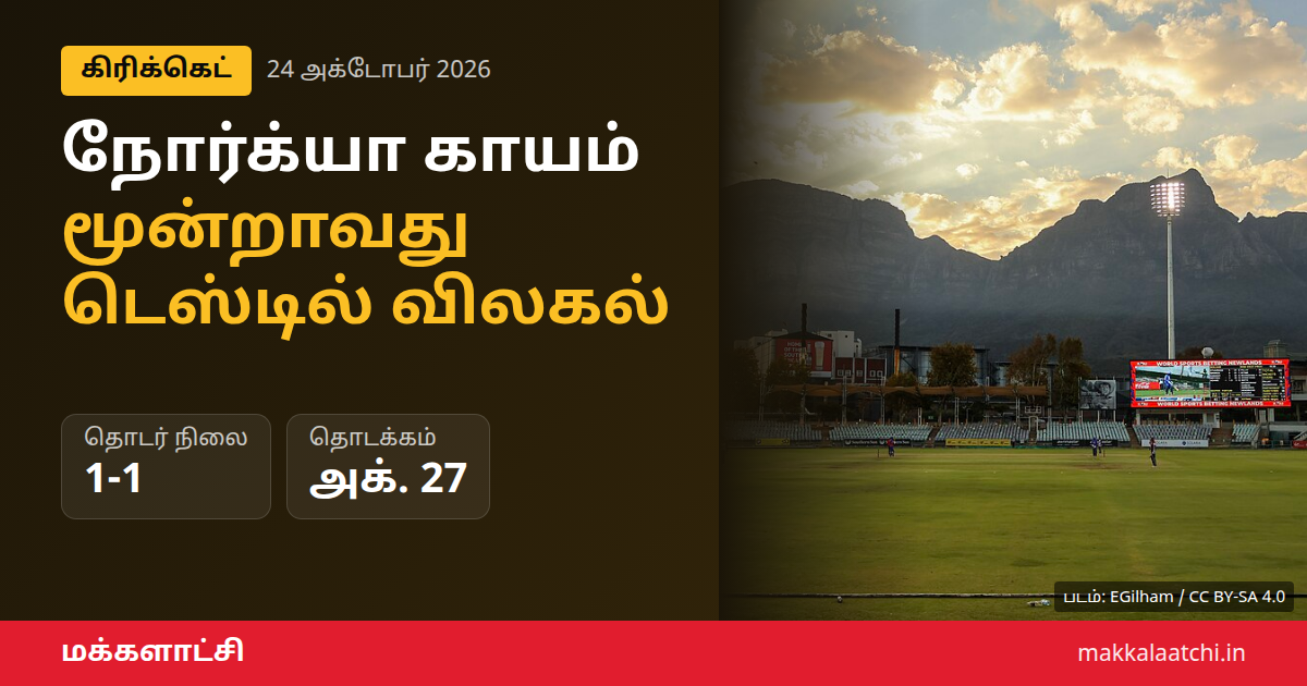 நோர்க்யா காயம் காரணமாக மூன்றாவது டெஸ்டில் இருந்து விலகல்